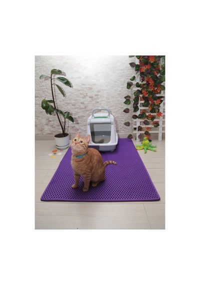 75x110 Cm Mor Kedi Tuvaleti Önü Paspasi Kedi Kumu Paspasi