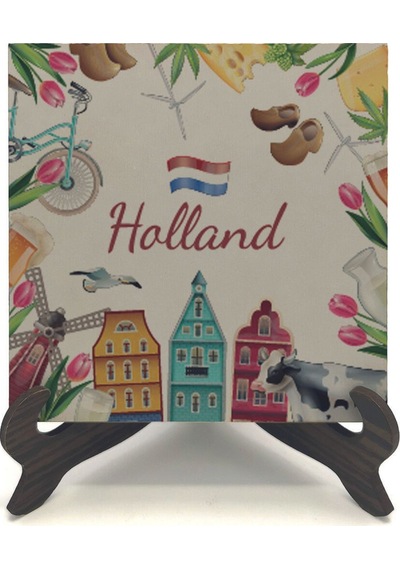 Hollanda Sembolleri Baskılı Mdf Masaüstlük 10x10 623