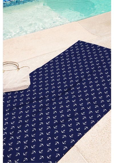 Çapa Marine Lacivert Plaj Havlu Örtüsu - Nautical Beyaz Minimal Hızlı Kuruyan Mikrofiber Havlu Örtü Kumlu Şakayık Çapa Marine Lacivert Plaj Havlu Örtüsu - Nautical Beyaz Minimal Hızlı Kuruyan Mikrofiber Havlu Örtü Kumlu Şakayık