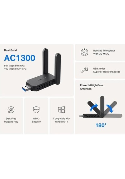 Mercusys Ma32h Ac1300 Usb 3.0 Kablosuz Ağ Adaptörü-153517