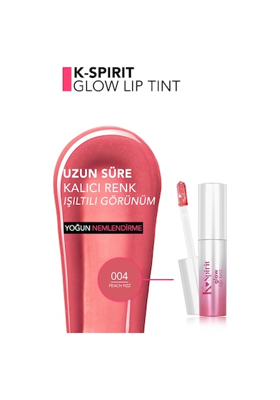 Flormar K-spirit Glow Lip Tint Yoğun Nemlendirici & Işıltılı Uzun Süre Kalıcı Dudak Tint'i 004peachfızz