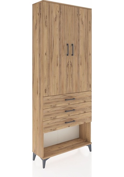 Arges Dolap 2 Raflı 3 Çekmeceli Tek Askılı 88x30x221 Çam-çam Atlas Çam