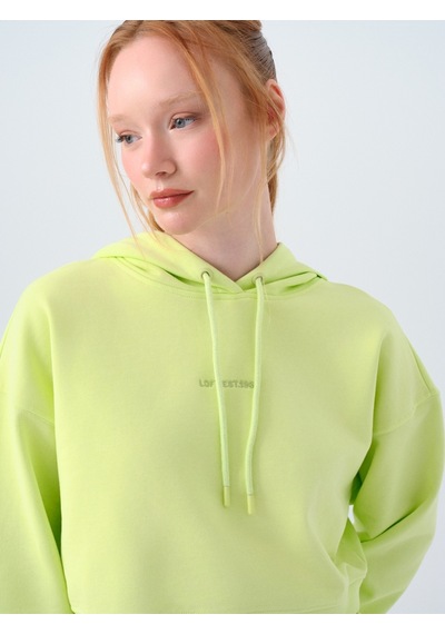 Loose Crop Kadın Sweatshirt Neon Yellow