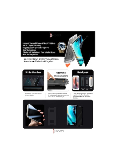 Apple Uyumlu   iPhone 17 Pro Max Hayalet-gizli Cam Ekran Koruyucu Premium 7x Güçlendirilmiş Kolay Uygulama Aparatıy