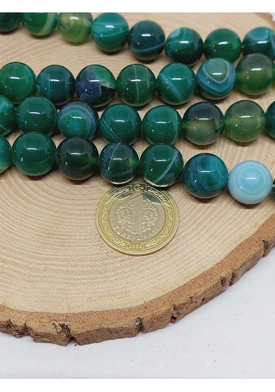 Akik Taşı Dizi 14mm 54392 Çok REnkli