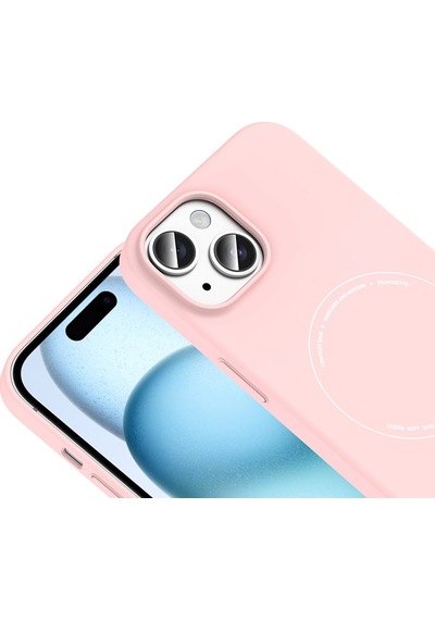 Maks Technology iPhone Uyumlu 15 Kılıf M-safe Şarj Özellikli Kamera Korumalı Mkst Elio Sert Pc Kapak - Açık Pembe