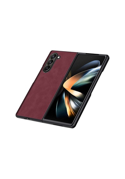 Samsung Galaxy Uyumlu Z Fold5 Deri Desenli Plastik Koruma Kılıf - Al3156