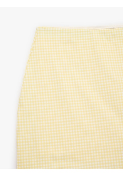 Koton Yüksek Bel Slim Fit Pötikare Şort Etek Sarı Ekose 6sak40370nk Sarı Ekoseli