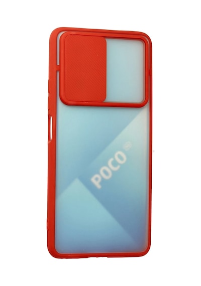 Uryport Xiaomi Poco F3 Kılıf Palm Buzlu Kamera Sürgülü Silikon - Kırmızı
