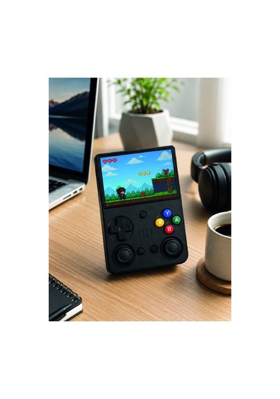 3.5 İnç Ips Ekran Retro Oyun Konsolu 64gb Dahili Hafıza Çift Analog Joystick Taşınabilir El Konsolu Renkli