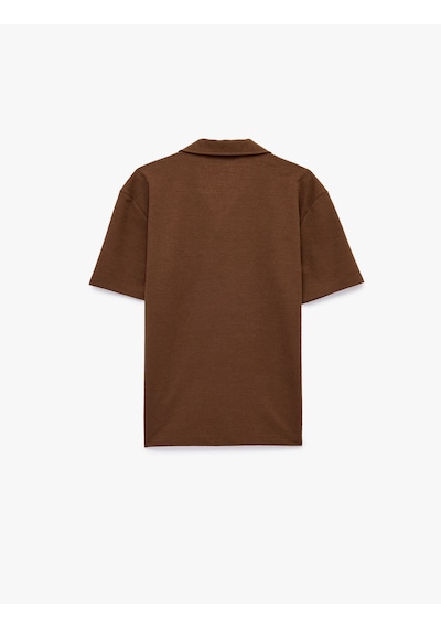 Koton Regular Fit Kısa Kollu Dokulu Polo Yaka Tişört Kahverengi 6sam10007mk Kahve