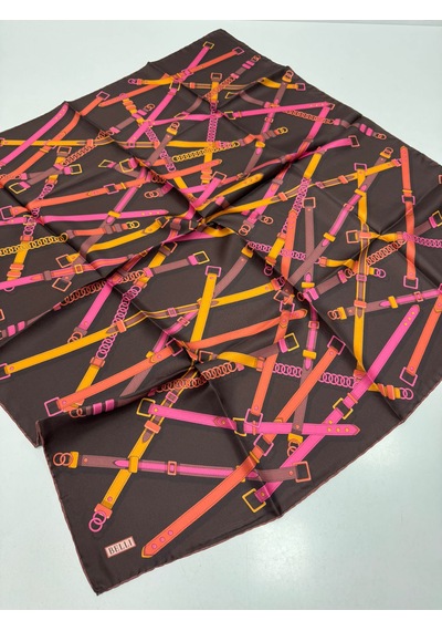 Belli Twill İpek Eşarp 4200-82 Kahverengi