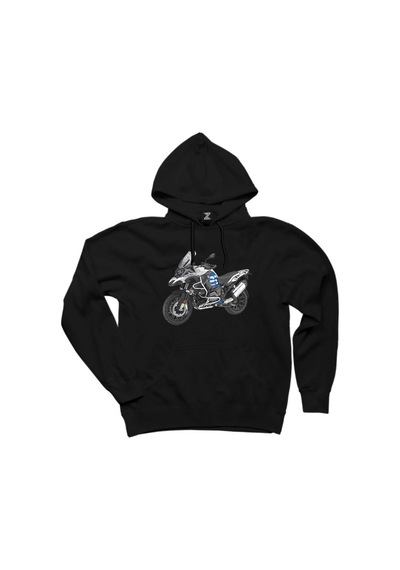 BMW GS Blue Siyah Kapşonlu Sweatshirt Hoodie Siyah