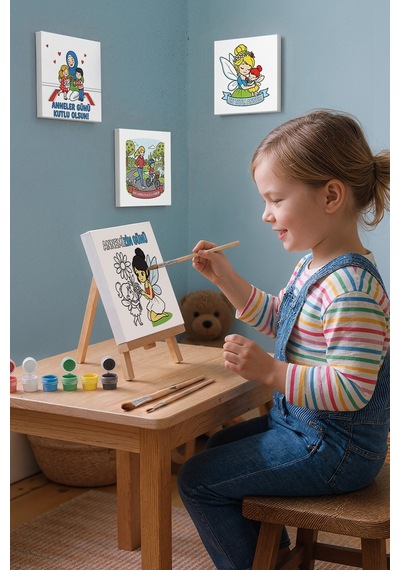 Annemizin Günü Temalı Boyama Tuvali Şövaleli Boya Ve Fırça Seti 20x20 Cm