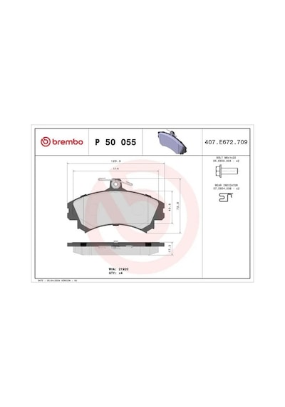 Mitsubishi Carisma On Fren Balatasi 1.9 2001-2006 Brembo P50055