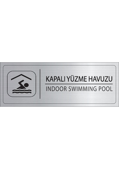 Mayeka Kapalı Yüzme Havuzu İsimlik Gümüş Metal Kapı İsimliği Levhası Yönlendirme Tabelası