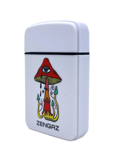 Zengaz Cool Tasarım Jet Alev Çakmak - Crying Cosmic Shroom Beyaz