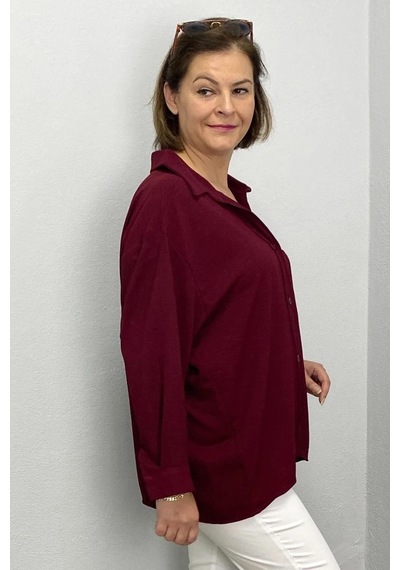 Mia Butik Kadın Bordo Ayrobin Gömlek Bordo
