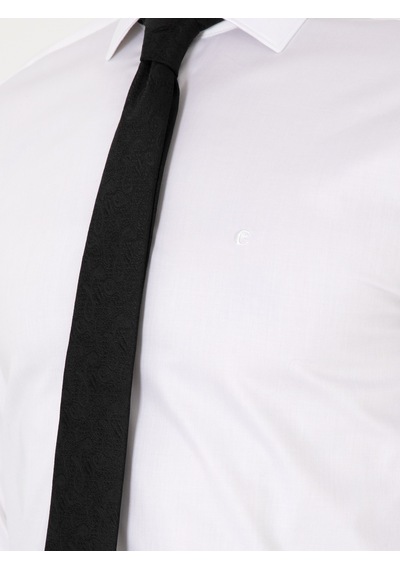Cacharel Beyaz Slim Fit Pamuklu Yarım İtalyan Yaka Basic Gömlek