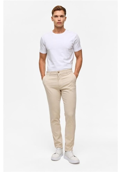 SÜVARİ Bej Slim Armürlü Pantolon Bej