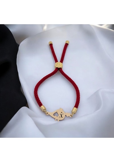 Archin X Harfine Özel Minik Kuş Motifli Kırmızı Örgülü 14 Ayar Altın Plakalı Hediye Bileklik-363harf X Archin X Harfine Özel Minik Kuş Motifli Kırmızı Örgülü 14 Ayar Altın Plakalı Hediye Bileklik-363harf X