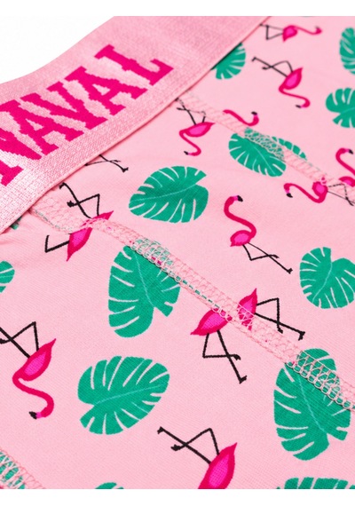 Carnaval Socks Flamingo Desenli Erkek Boxer Pamuklu Likralı Parlak Lastikli Kutulu Pembe Çoklu