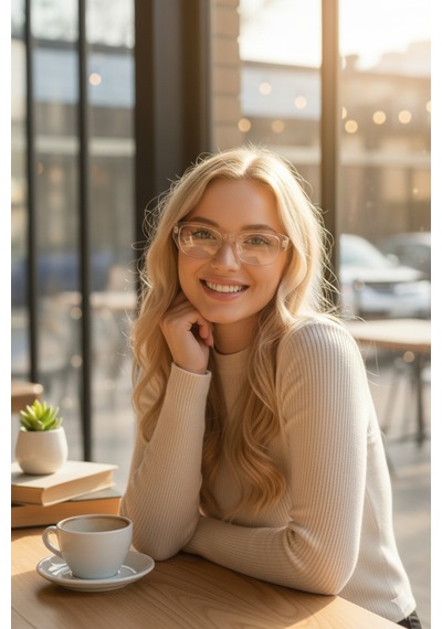 Bloom Mavi Işık Filtreli Gözlük Cateye Modern Trend Tasarım Camı Değiştirilebilir Bej