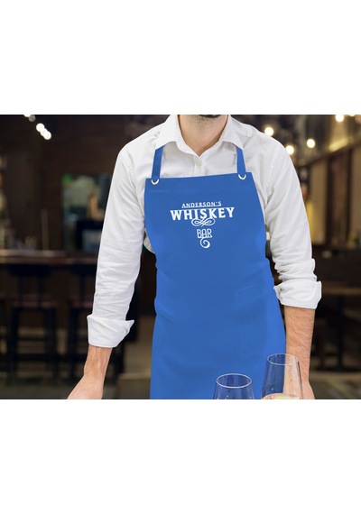 Bk Gift Kişiye Özel İsimli Bar Tasarımlı Profesyonel Mavi Mutfak Önlüğü, Aşçı Önlüğü, Şef Önlüğü, Arkadaşa -2 Bej