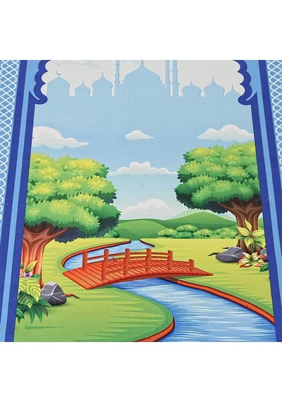 Çocuk Seccadesi Köprü - Lacivert 45x82 Cm - 110 Gr - Tesbih Hediyeli Çok Renkli