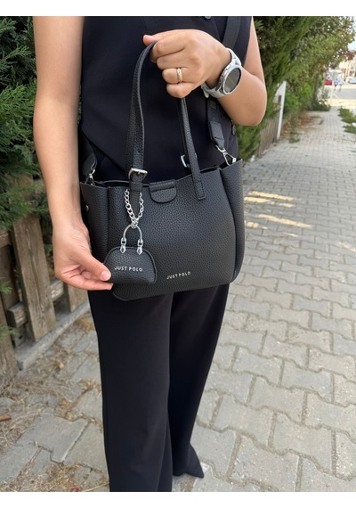 Just Polo Kadın Yeni Sezon 3 Bölmeli Yumuşak Deri Lüks Ve Şık Dokunuş El & Omuz Çantası Shoulder Bag Siyah