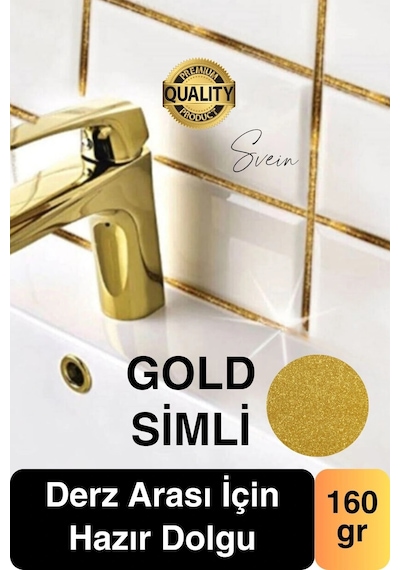 Pratik Gold Altın Sarı Simli Hazır Derz Fayans Seramik Boşluk Anında Kapatıcı Yer Cephe Yenileyici