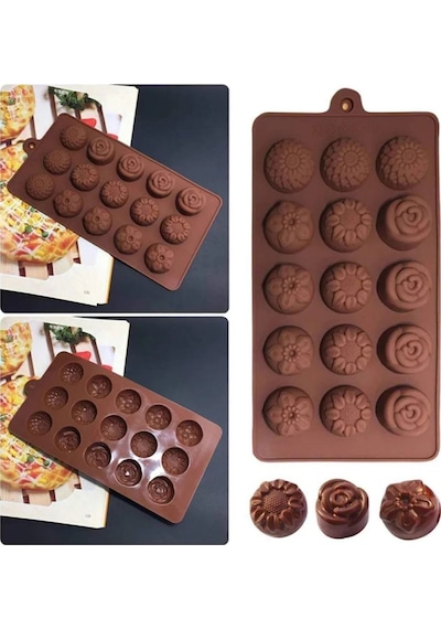 Papatya Gül Çiçek Temalı Silikon Sabun Epoksi Mum Çikolata Kalıbı Goldcakes