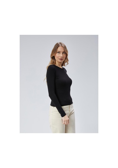 Virago Soft Cotton Yuvarlak Yaka Uzun Kol Bluz/body Siyah - 686786243 Siyah - 686786243 Siyah