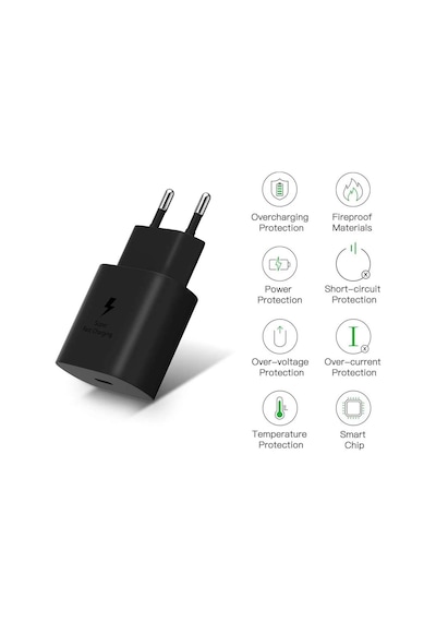 Samsung Galaxy A73 S22 S23 A23 M23 M33 A53 Uyumlu Android Type-C Ultra Hızlı Şarj Cihazı / Şarj Aleti 22.5W 3.0 Amper Şarj Başlığı Adaptör