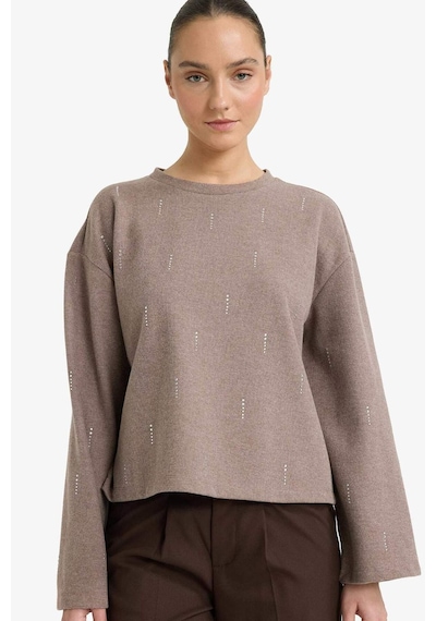 Defacto Relax Fit Bisiklet Yaka Uzun Kollu Tişört G7716ax25wnbn570 Kahve-bn570