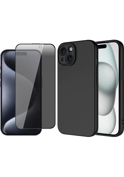 Vendas Apple Uyumlu iPhone 15 Plus Kılıf Zore Mara Lansman Kapak + Hayalet Ekran Koruyucu Siyah