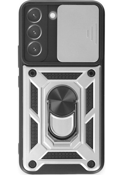 Samsung Galaxy Uyumlu S24 Kılıf Pars Lens Sürgülü Yüzüklü Standlı Korumalı Kılıf