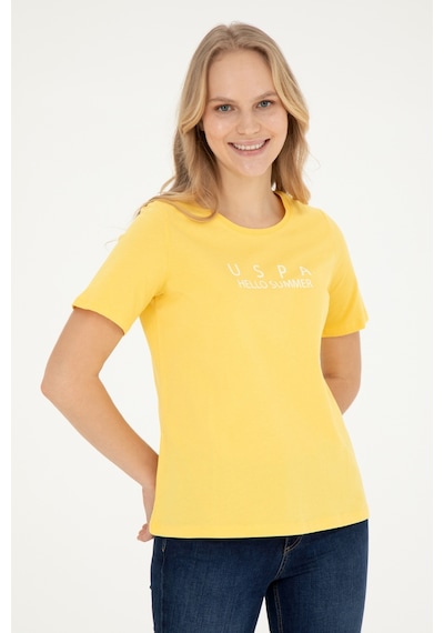 U.S. Polo Assn. Kadın Sarı Bisiklet Yaka Tişört 50282899-VR044