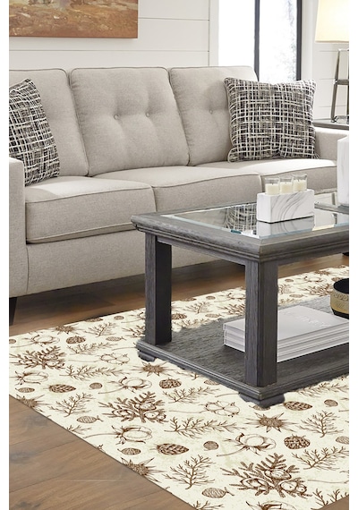 Alanur Home Kaymaz Dijital Mutfak & Salon Halı Trend Vintage Al5012 Bej