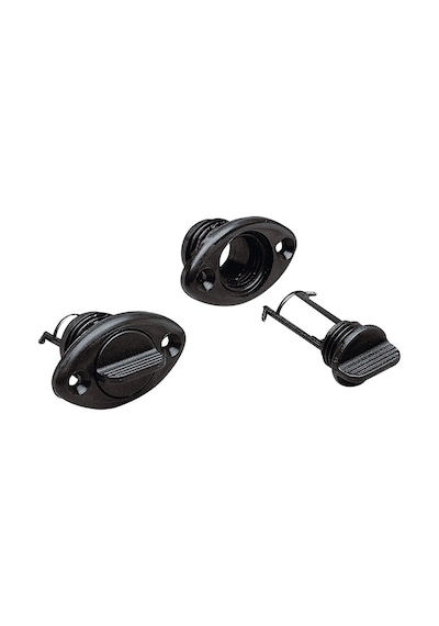 Drain Socket. W/Captive Plug. Oval 54X33Mm. Black