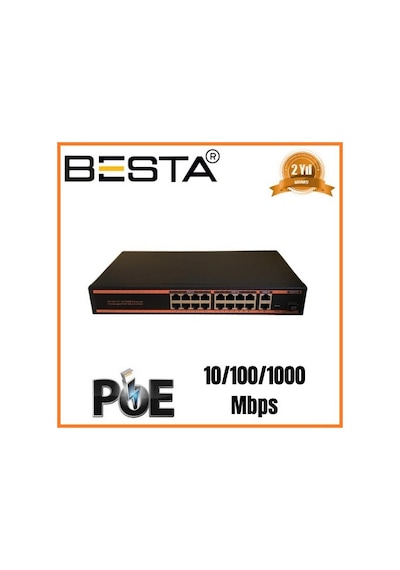 18 Port Gi Gabi T Poe Swi Tch 10/100/1000 Mbps 16 Port Poe Bst1821g