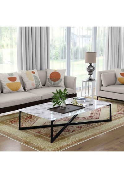 Kaymaz Taban Yıkanabilir Halı Mutfak, Salon, Yatak Odası İçin Modern Dijital Baskı Halı Slnhalı22 - 0077 Çok Renkli