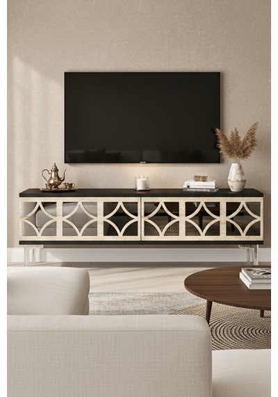 Tsa1236ats - Öztv120 Tv Stand, Tv Sehpası Antrasit - Traverten - Sılver 120cm