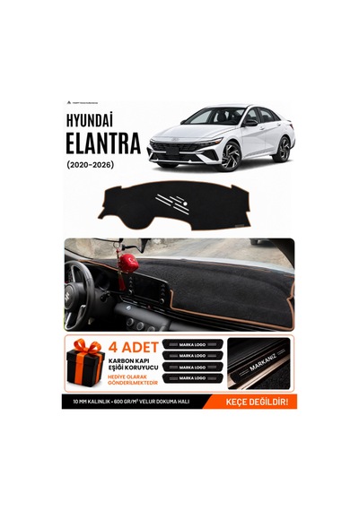 Hyundai Elantra 2020-2026 Uyumlu Torpido Örtüsü, Torpido Kılıfı - Siyah-kahverengi - Hu018