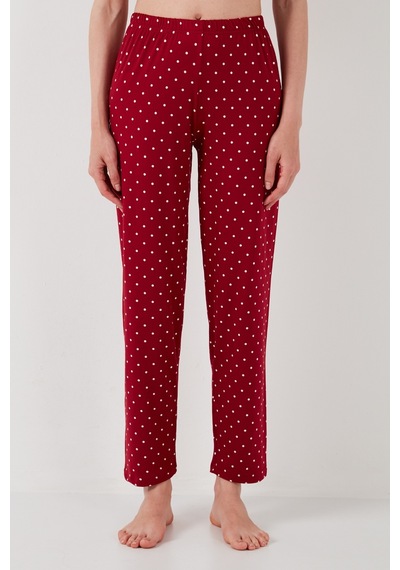 Lela Yumuşak Dokulu Bisiklet Yaka Bayan Pijama Takımı 6097605 Bordo
