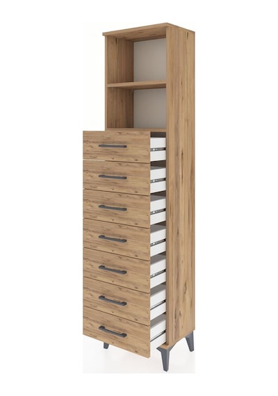 Arges Dolap 2 Raflı 7 Çekmeceli 44x30x182 Çam-çam Çam