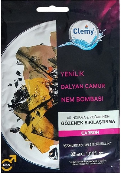 Clemy Dalyan Çamur Carbon Nem Bombası Maskesi
