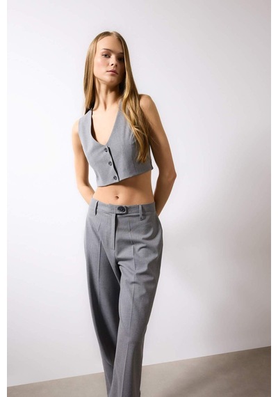 Defacto Crop Blazer Yelek C2574AX24SPGR28 Gri