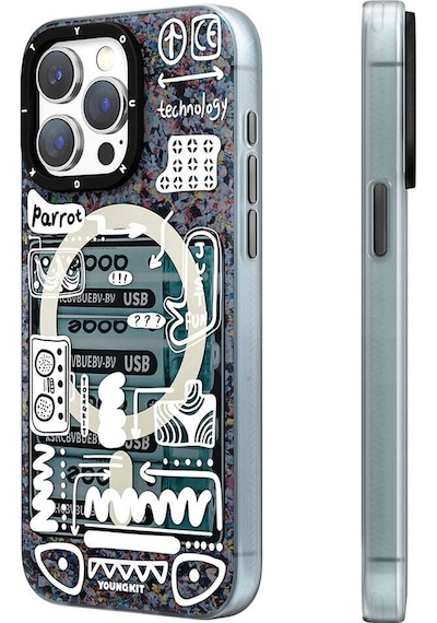 Apple Uyumlu  iPhone  15 Pro Max Kılıf Magsafe Şarj Özellikli Youngkit Dark Matter Serisi Kapak Mavi