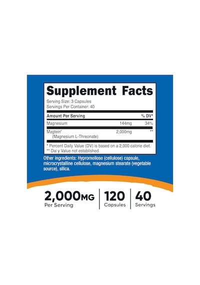Nutricost Magnesium L-threonate As Magtein 2000 Mg 120 Caps